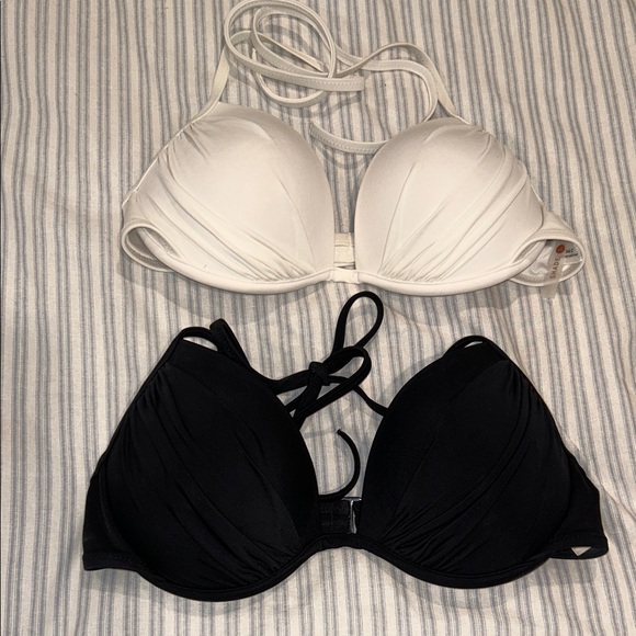 Shade & Shore White and Black Bikini Tops - Picture 1 of 3